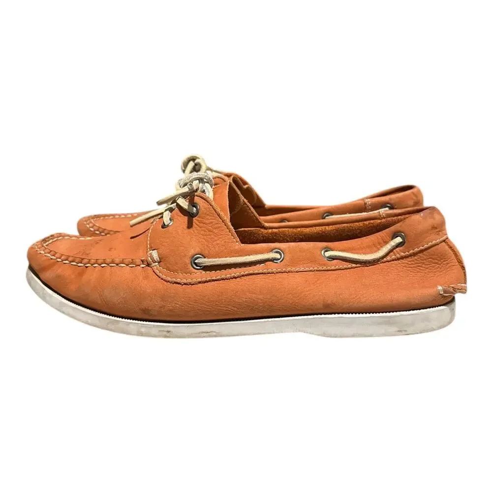 1901 Nordstrom Boat Shoes Orange Leather Men’s 10.5 M